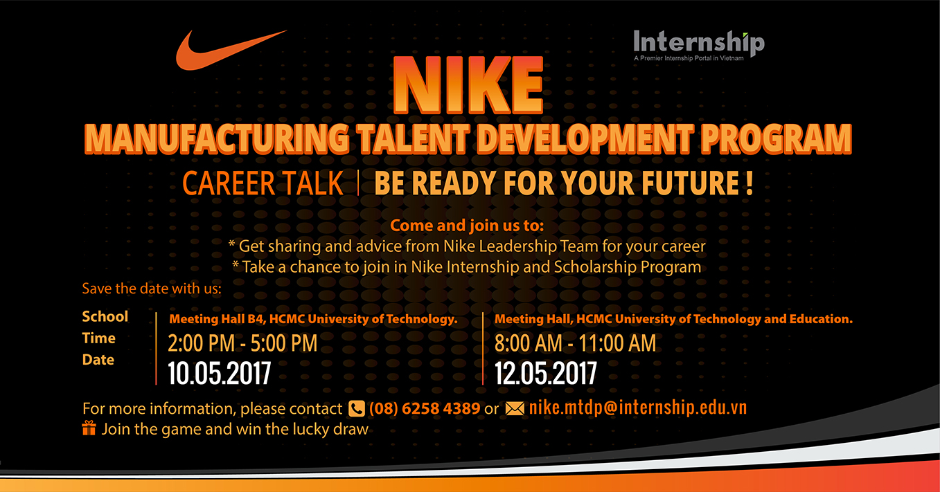 envío Me gusta Arne Career Talk – Nike Manufacturing Talent Development Program 2017 – Thực tập  | Cổng thông tin Thực tập & Việc làm sinh viên